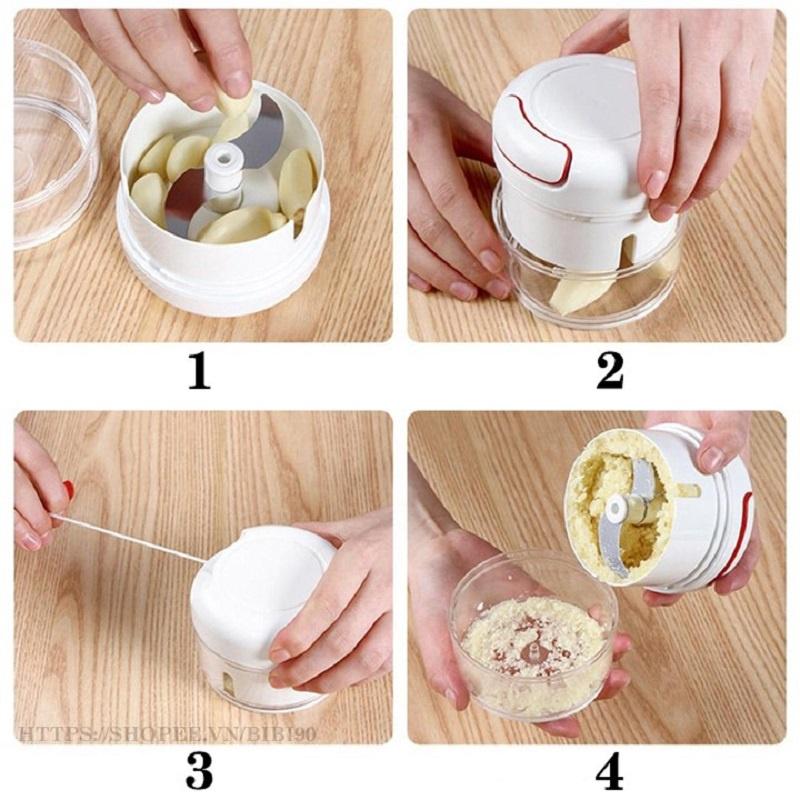 Dụng Cụ Xay Tỏi Ớt Mini Đa Năng Kéo Tay - Xay Được Các Loại Củ, Quả, Hạt Gia Vị. Dụng Cụ Tiện Ích Nhà bếp