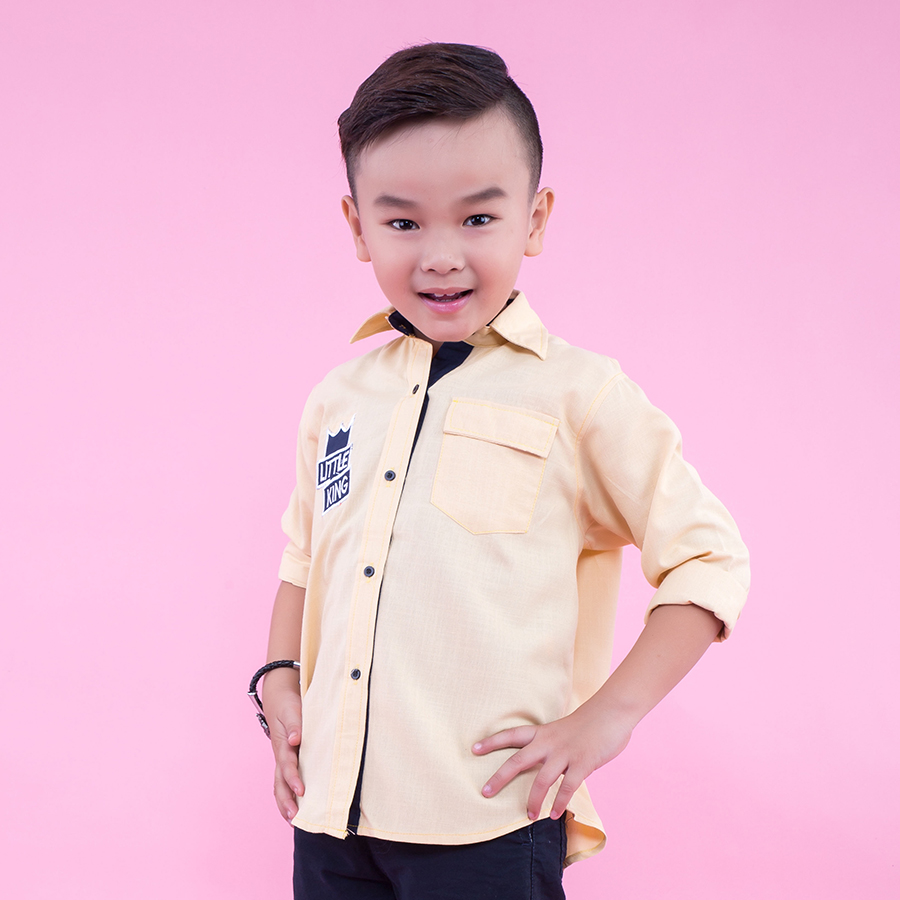 Áo Sơ Mi Bé Trai Vàng Thêu Vương Miện UGETHER UKID160