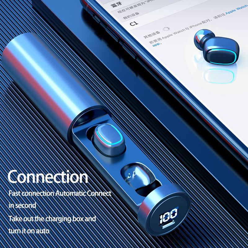 Tai Nghe Nhét Tai Không Dây Bluetooth Tai Nghe BT 5.0 Màn Hình Hiển Thị LED TWS Tai Nghe Có Micro Xi Lanh Tai Nghe Nhét Tai Dành Cho Điện Thoại Di Động Android