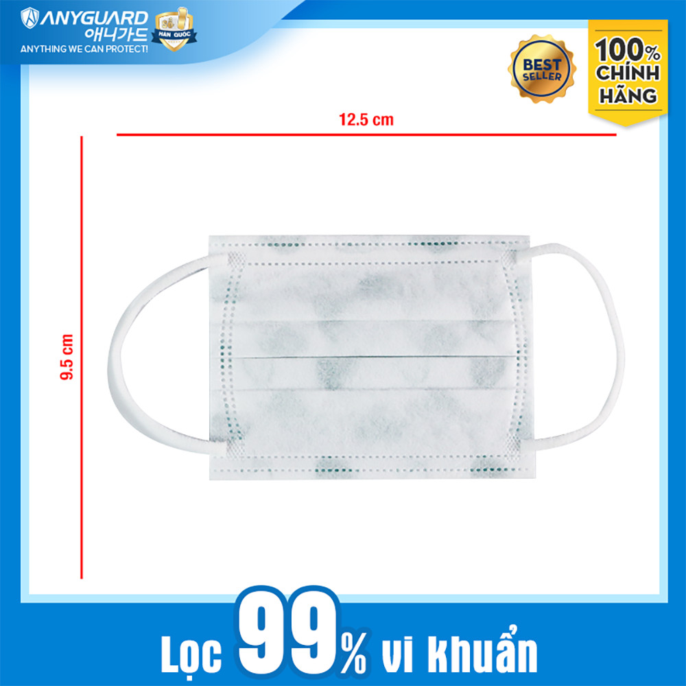 Khẩu Trang Trẻ Em Anyguard Hàn Quốc 3 Lớp Chính Hãng (Cho Bé Dưới 7 Tuổi - Hộp 50 Chiếc)-베이비 마스크 - Face Mask For Kids Under 7 yearsold-ISO 9001:2015, ISO 13485:2016, QCVN 01:2017/BTC