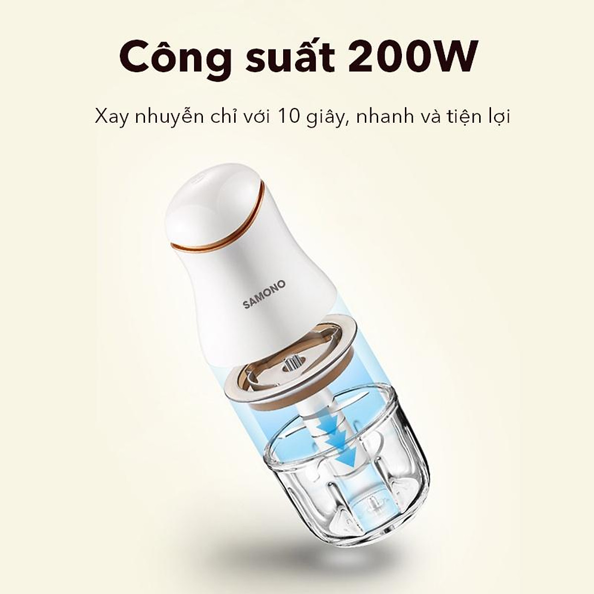 Máy xay thực phẩm mini đa năng SAMONO SW099 xay thịt tỏi ớt công suất 200W - Hàng chính hãng