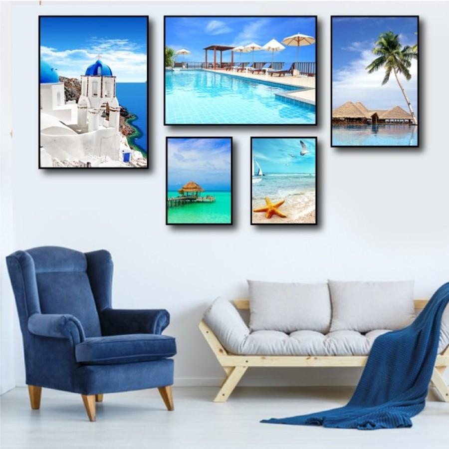 Tranh treo tường canvas bộ 5 bức - Tranh canvas treo tường decor trang trí phòng khách và phòng ngủ cao cấp siêu đẹp