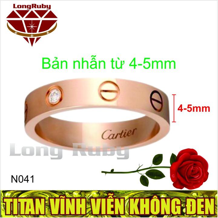 Nhẫn Nam Nữ Cartier Trắng, Vàng, Hồng | Nhẫn Catier Cặp Đôi Titan Đính Đá Lịch Lãm