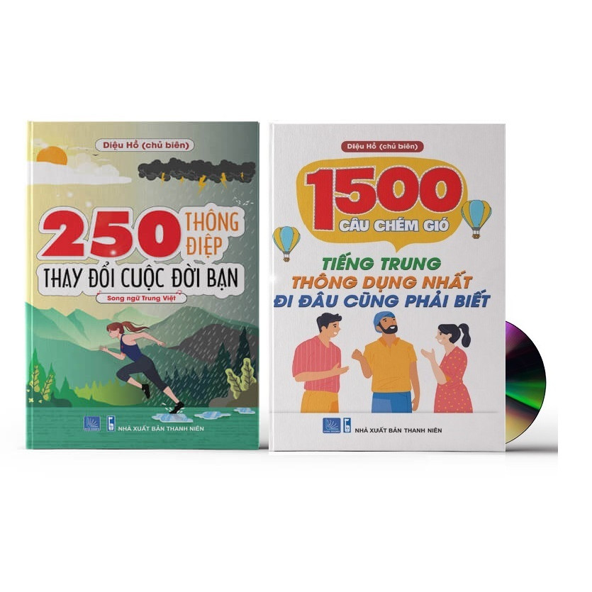 Combo 2 sách: 1500 Câu chém gió tiếng Trung thông dụng nhất + 250 Thông Điệp Thay Đổi Cuộc Đời Bạn - Song Ngữ Trung Việt