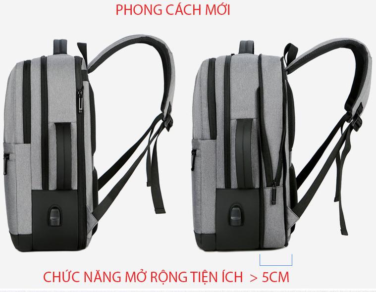 Ba lô du lịch thể thao nam công suất lớn phong cách mới tích hợp sạc USB tiện dụng và công nghệ chống thấm nước (15,6&quot;) - xám