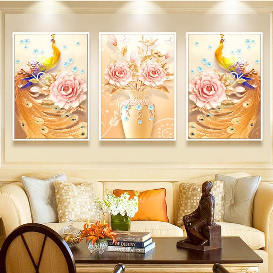 - Bộ tranh canvas 3 bức treo tường có khung phong cách hiện đại - phong cách Bắc Âu