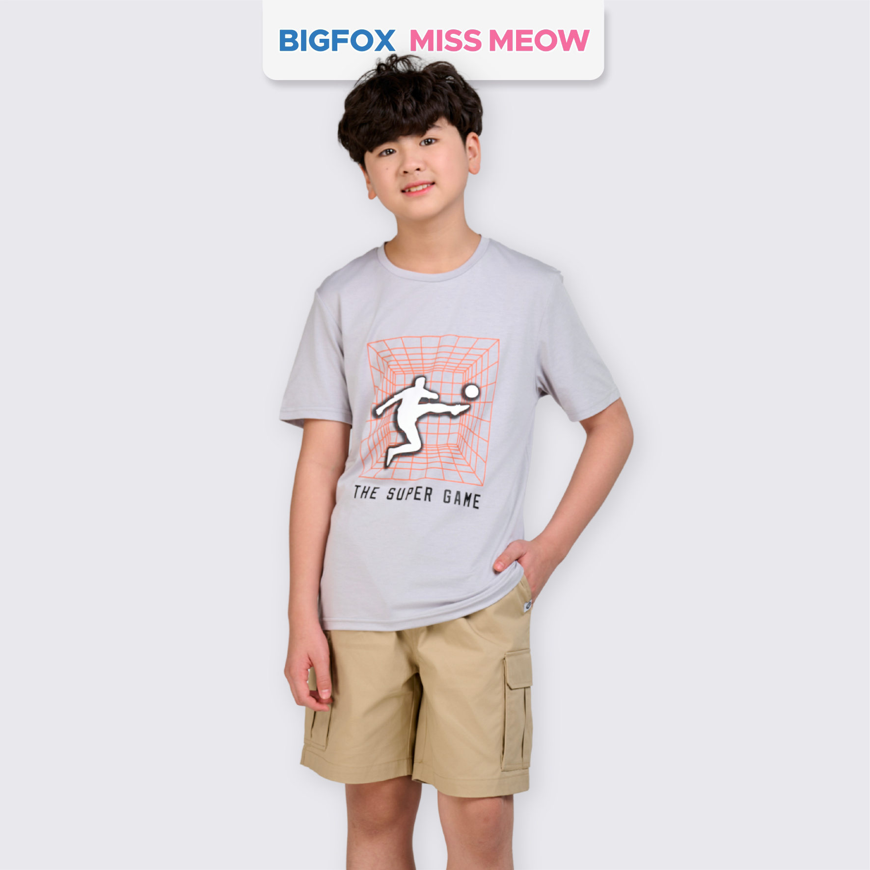 Áo cộc tay bé trai Bigfox Miss Meow size đại chất cotton in đẹp cỡ 12,13,14,15 tuổi 40kg 50kg