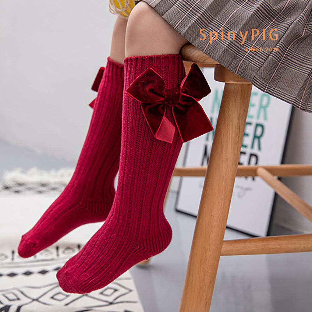 Tất cao cổ cho bé gái 0-7 tuổi chất liệu cotton đính nơ cực kỳ thời trang