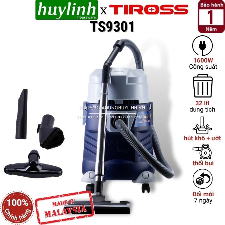 Máy Hút Bụi Công Nghiệp Tiross TS9301 (1600W) - Xanh Trắng - Hàng chính hãng