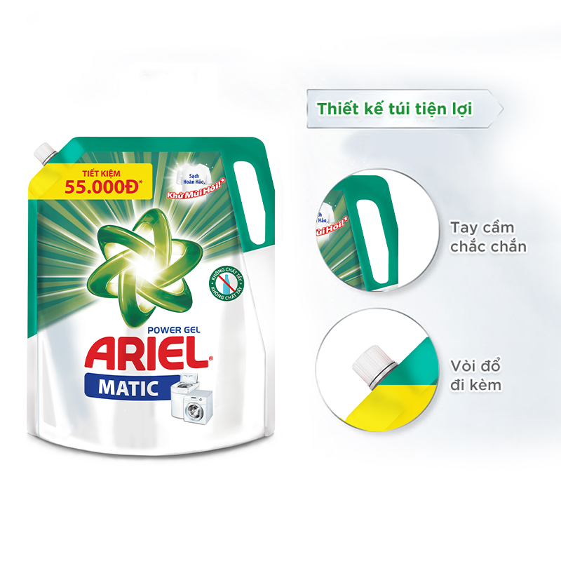 Combo 2 Nước Giặt Ariel Matic Đậm Đặc (3.6Kg/ Túi)