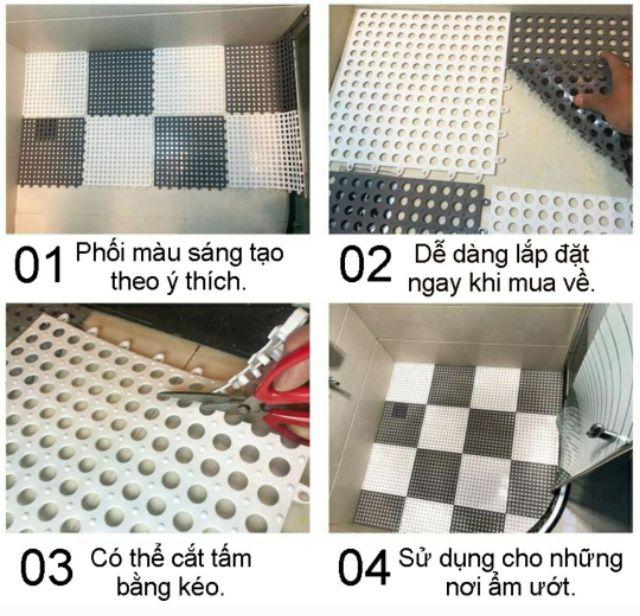 Tấm thảm nhựa ghép chống trơn kháng khuẩn, chống trơn nhà tắm, nhà vệ sinh, kích thước 30x30cm