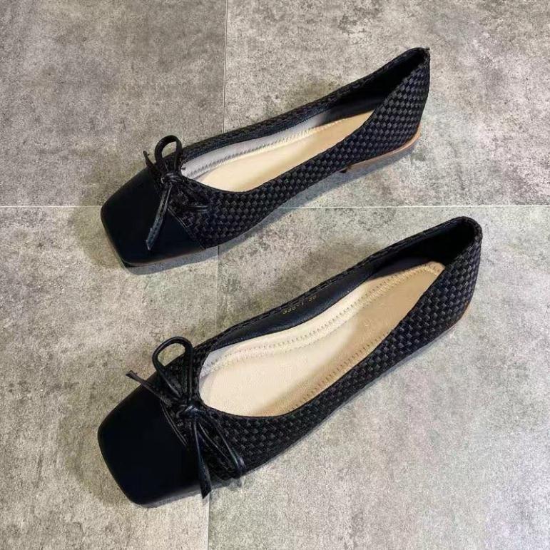 Giày búp bê nơ vải siêu dễ thương