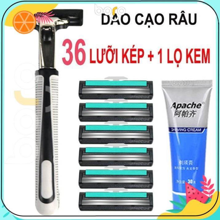 Bộ Dao Cạo Râu 36 Lưỡi Kép Tặng Kèm Kem Cạo Râu