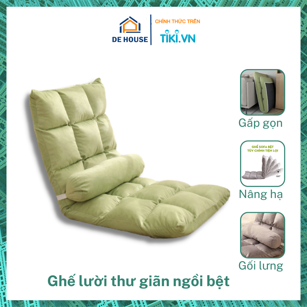 Ghế Lười Tựa Lưng Thư Giãn Đọc Sách, Ghế Lười Tatami Gấp Gọn Ngồi Bệt Tuỳ Chỉnh Độ Ngả