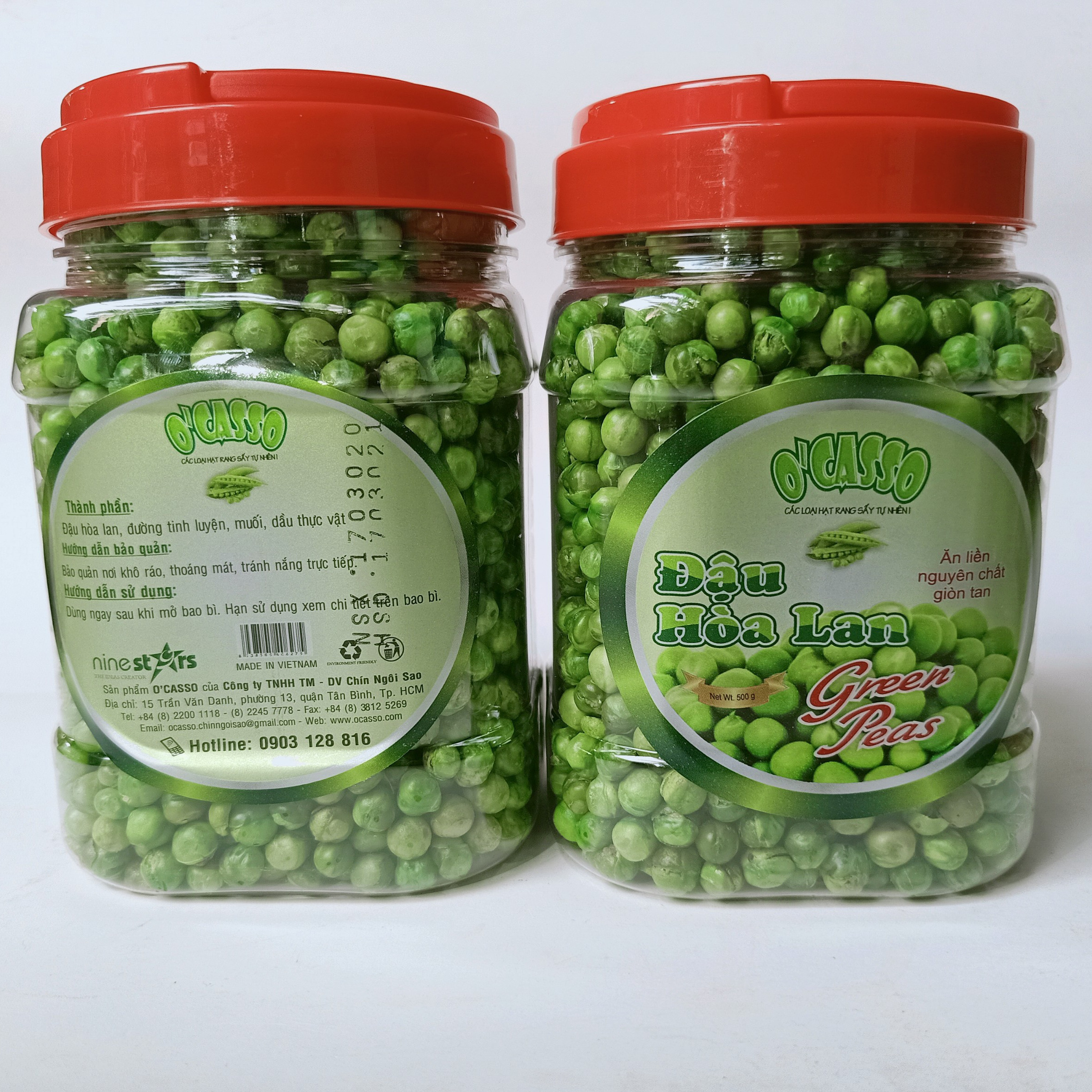 Combo 2 Hộp Đậu Hòa Lan Sấy Giòn Vị Muối O'Casso 500g