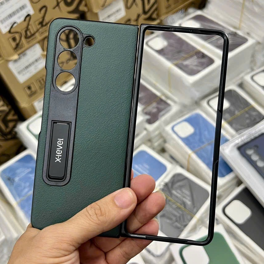 Ốp lưng da kiêm giá đỡ cho Samsung Galaxy Z Fold 5 hiệu X-Level Utmost Plain Series - Chống sốc, chất liệu vải cao cấp, trang bị khả năng chống va đập cực tốt - Hàng nhập khẩu