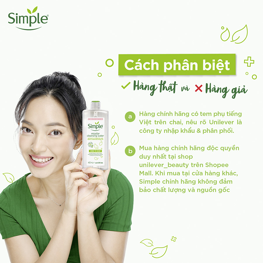 Combo Siêu Tiết Kiệm Simple Tẩy Trang 400ML + Sữa Rửa Mặt 150ML + Nước Hoa Hồng Toner 200ML Cho Da Sạch Khỏe Đàn Hồi -