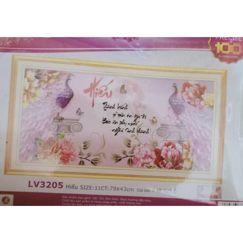 Freeship200k_Tranh thêu chữ thập chữ Hiếu LV3205 kt79x43cm