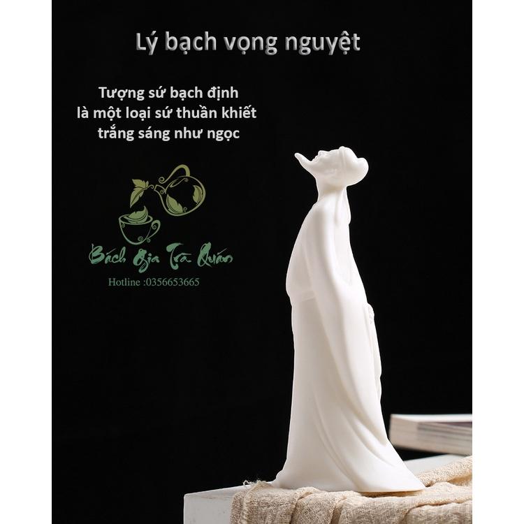 Tượng Sứ Bạch Định Thấu Quang Lý Bạch Vọng Nguyệt Decor Bàn Trà, Bàn Làm Việc, v.v...