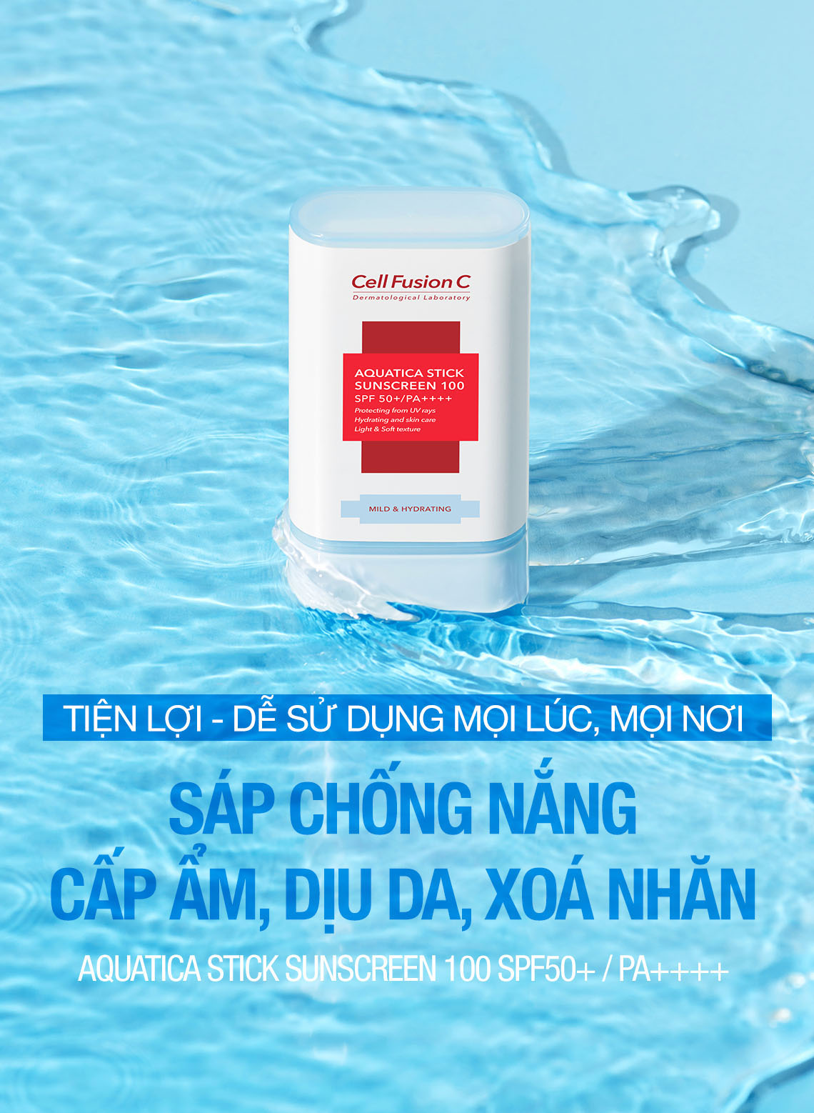 Sáp Chống Nắng Cấp Ẩm, Dịu Da, Ngăn Ngừa Nếp Nhăn & Sạm Nám Cell Fusion C Aquatica Stick Sunscreen 100 SPF 50+/PA++++