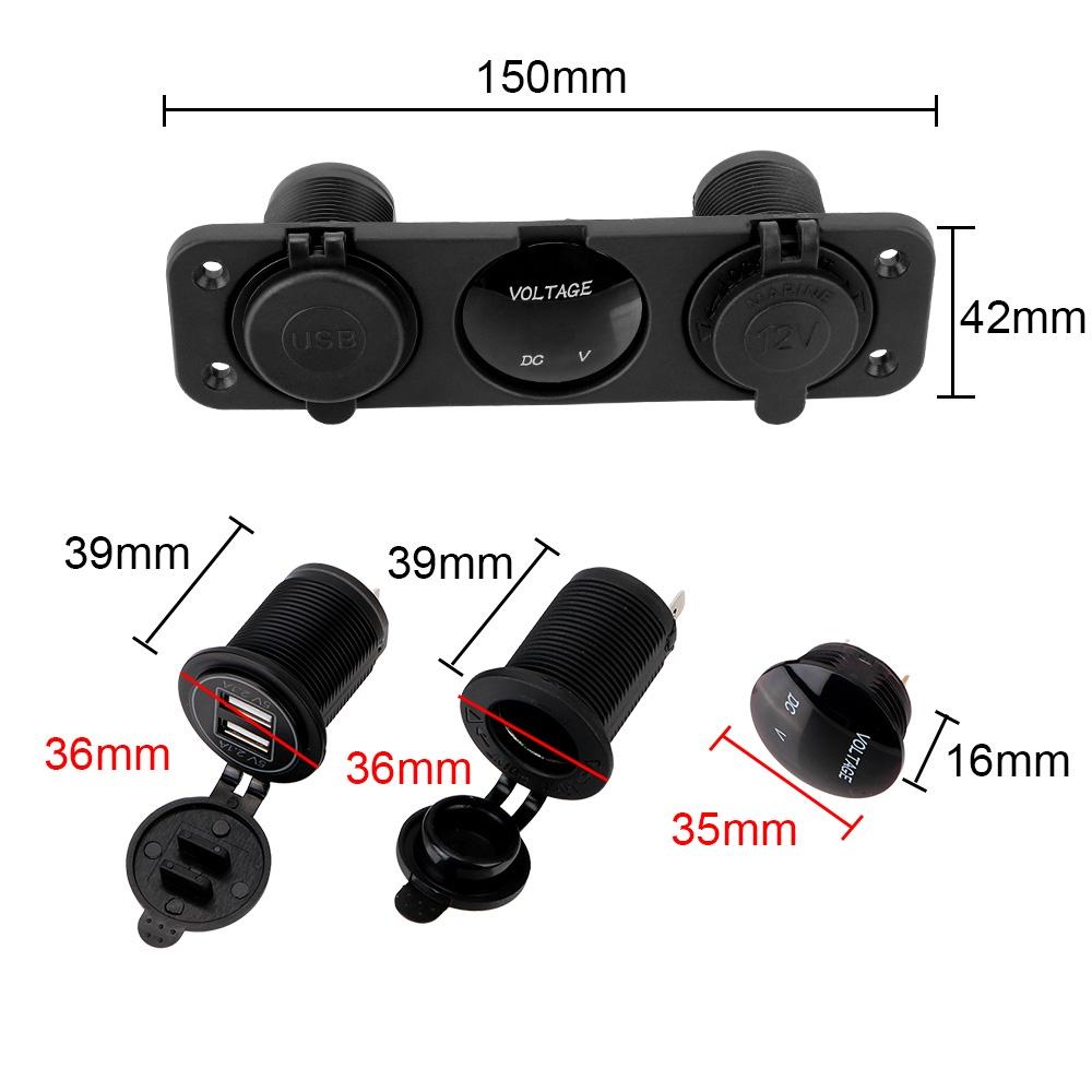 Củ sạc nhanh điện thoại cổng USB kép 4.2A 12/24V có thể tháo rời cho xe hơi xe máy/xe tải