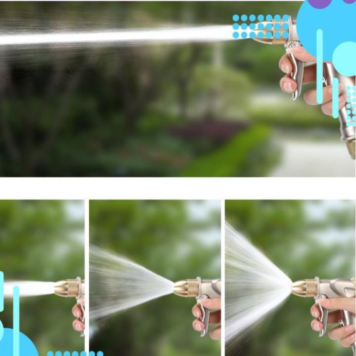 Bộ dây vòi xịt nước rửa xe, tưới cây . tăng áp 3 lần, loại 7m, 10m 206701 đầu đồng, cút, nối đen