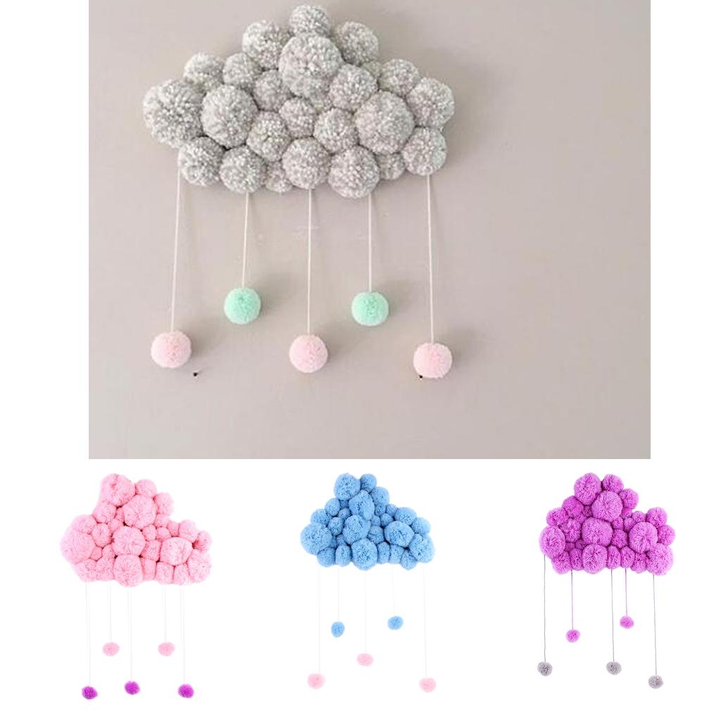 Pom Pom Cloud Wall Hanging Ornament Kids' Room Home Bedroom Decoration White