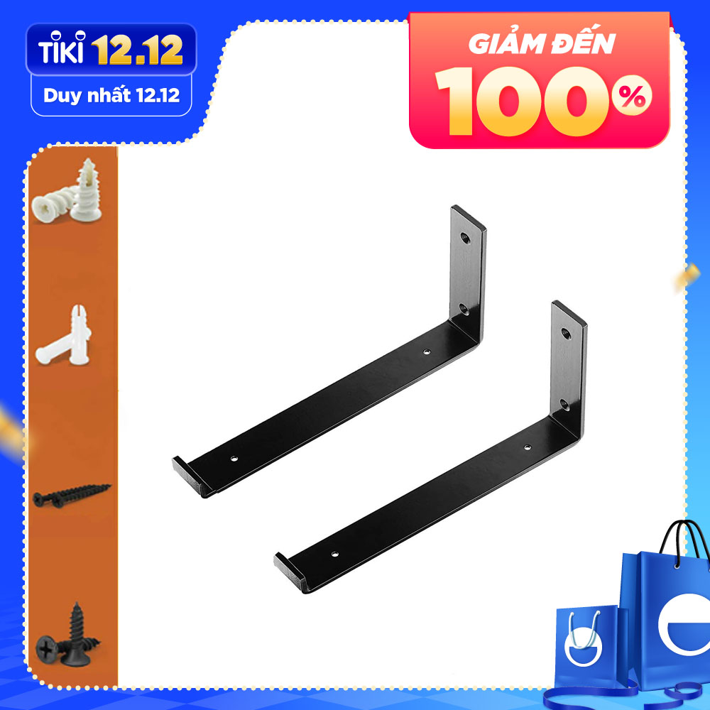 Combo 2 giá đỡ chữ L, Pat L mặt dưới 30 cm, ke bàn treo tường bằng thép phủ sơn tĩnh điện, kèm phụ kiện vít tắc kê – Hàng chính hãng