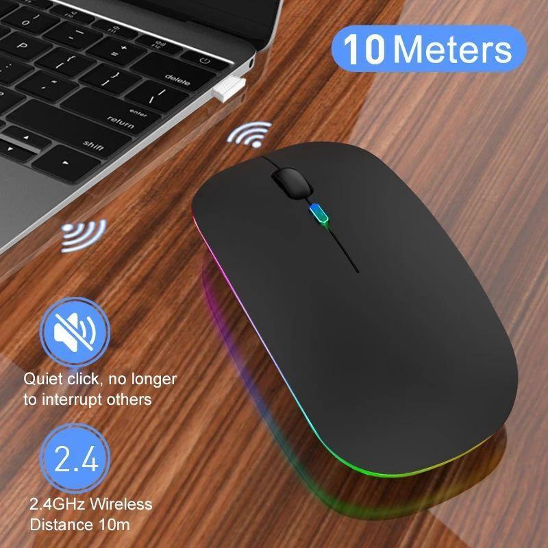 Chuột Bluetooth Không Dây 2.4GHz + 5.0 / Quang Học Có Đèn led Cho PC / Laptop
