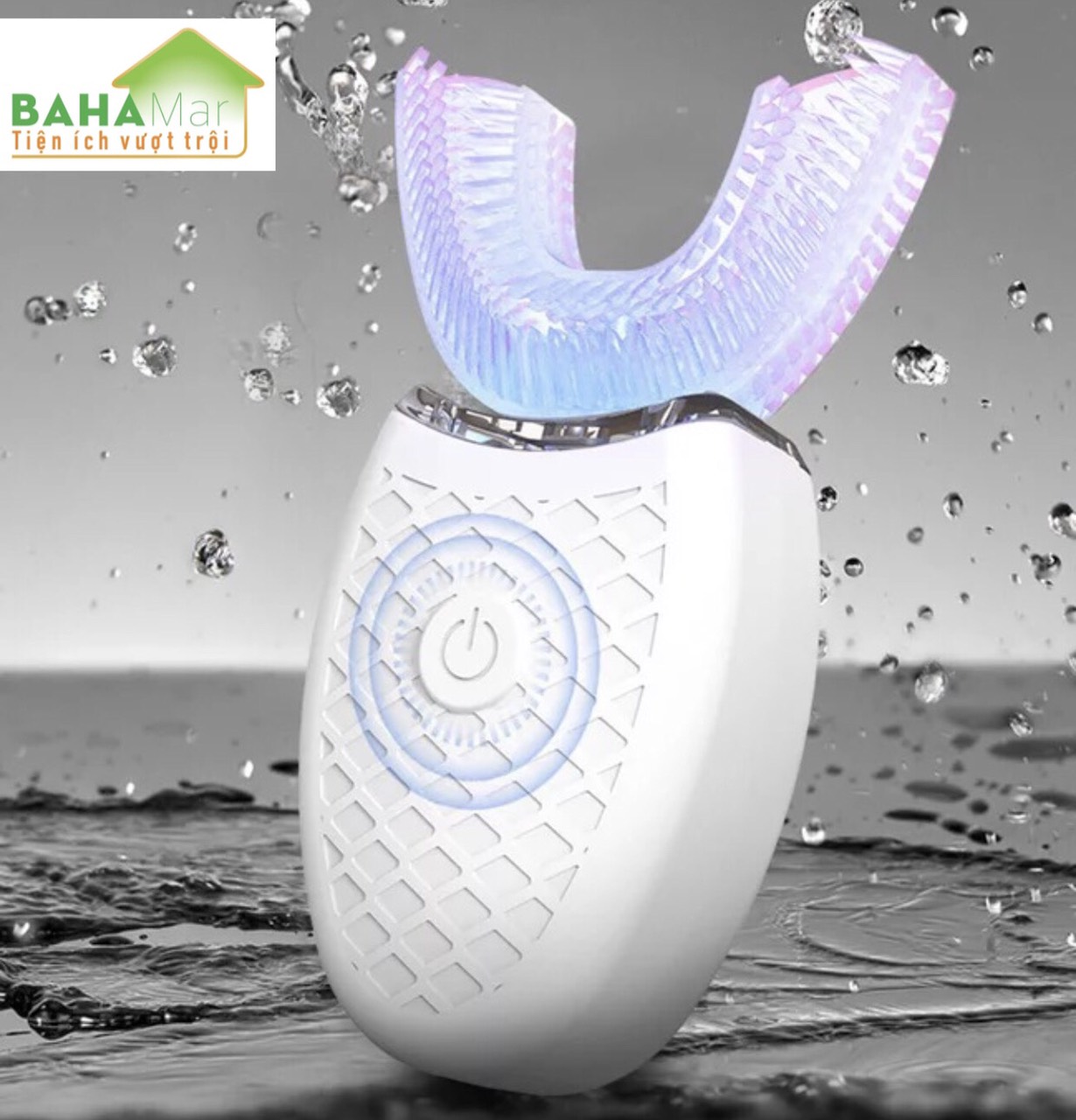 BÀN CHẢI ĐÁNH RĂNG ĐIỆN TỰ ĐỘNG CHỮ U 360 ĐỘ CÓ ÁNH SÁNG XANH KHỬ TRÙNG BAHAMAR làm cho việc đánh răng trở nên dễ dàng và sạch sẽ toàn bộ mặt trước