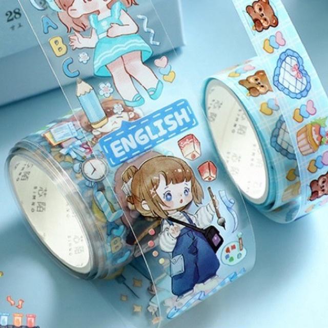 Set 3 Cuộn Băng Dính Washi Dễ Thương Dùng Trang Trí Album Thủ Công