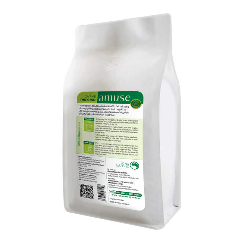 Cà phê phin Bandon AMUSE : Hương Arabica Cầu Đất full wash cùng vị đắng ngọt của Robusta Buôn Ma Thuột red honey khiến những phút giây THƯ GIÃN thêm “chất” hơn.