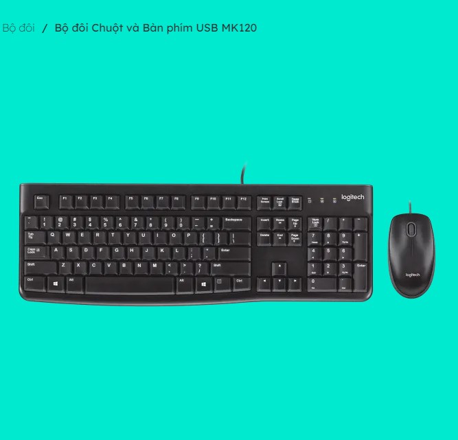 Bộ đôi Chuột và Bàn phím có dây Logitech MK120 - HÀNG CHÍNH HÃNG