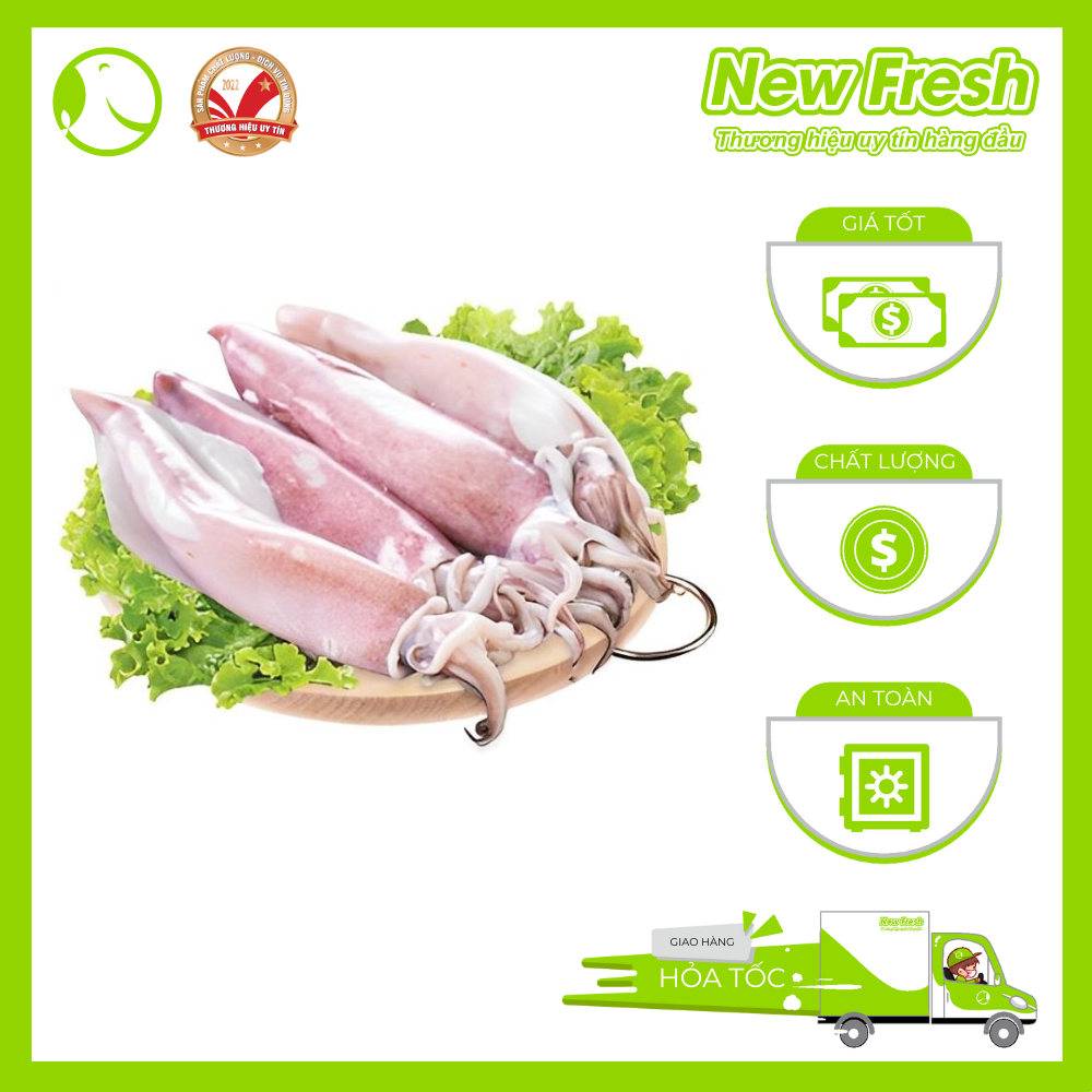 Mực Ống Làm Sạch Đặc Biệt Size 8-12 Con Hộp 1 Kg