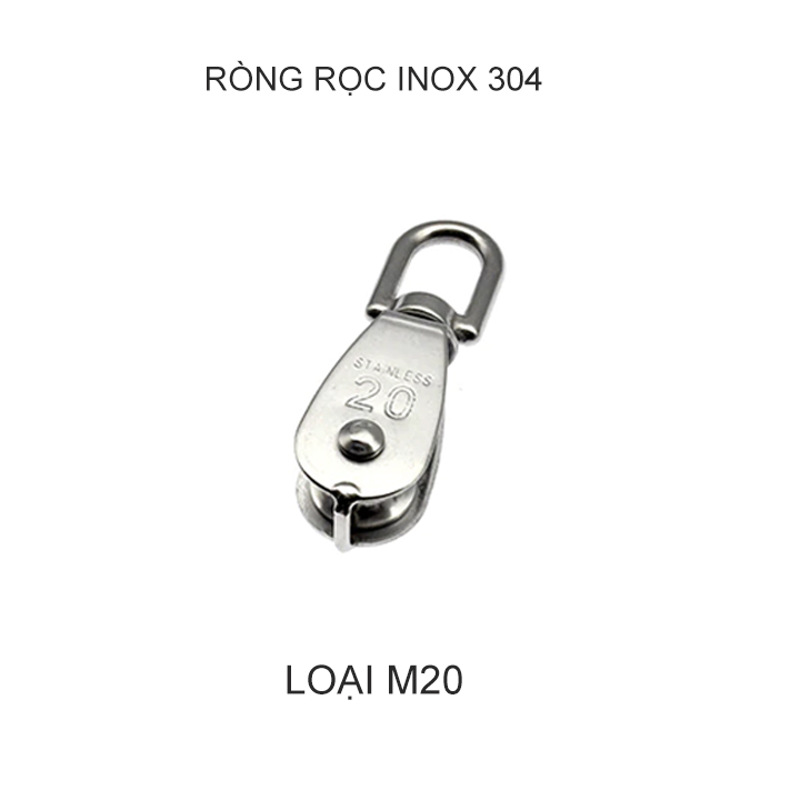 Ròng rọc (Puly) đơn bằng inox 304 không gỉ loại M20 đến M50 tùy chọn