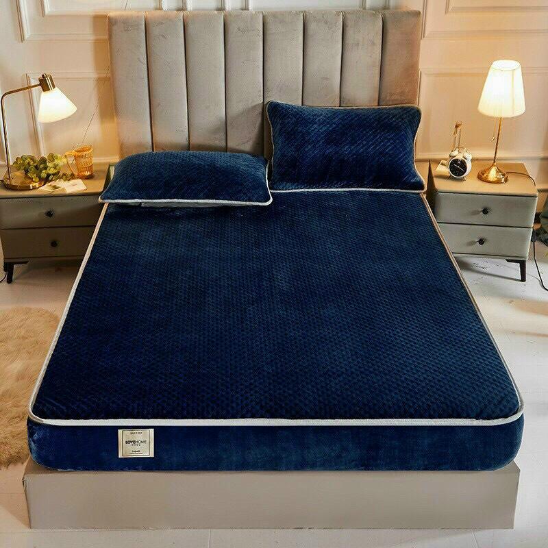 Bộ ga gối nỉ nhung mẫu mới 3 món 1m6x2m