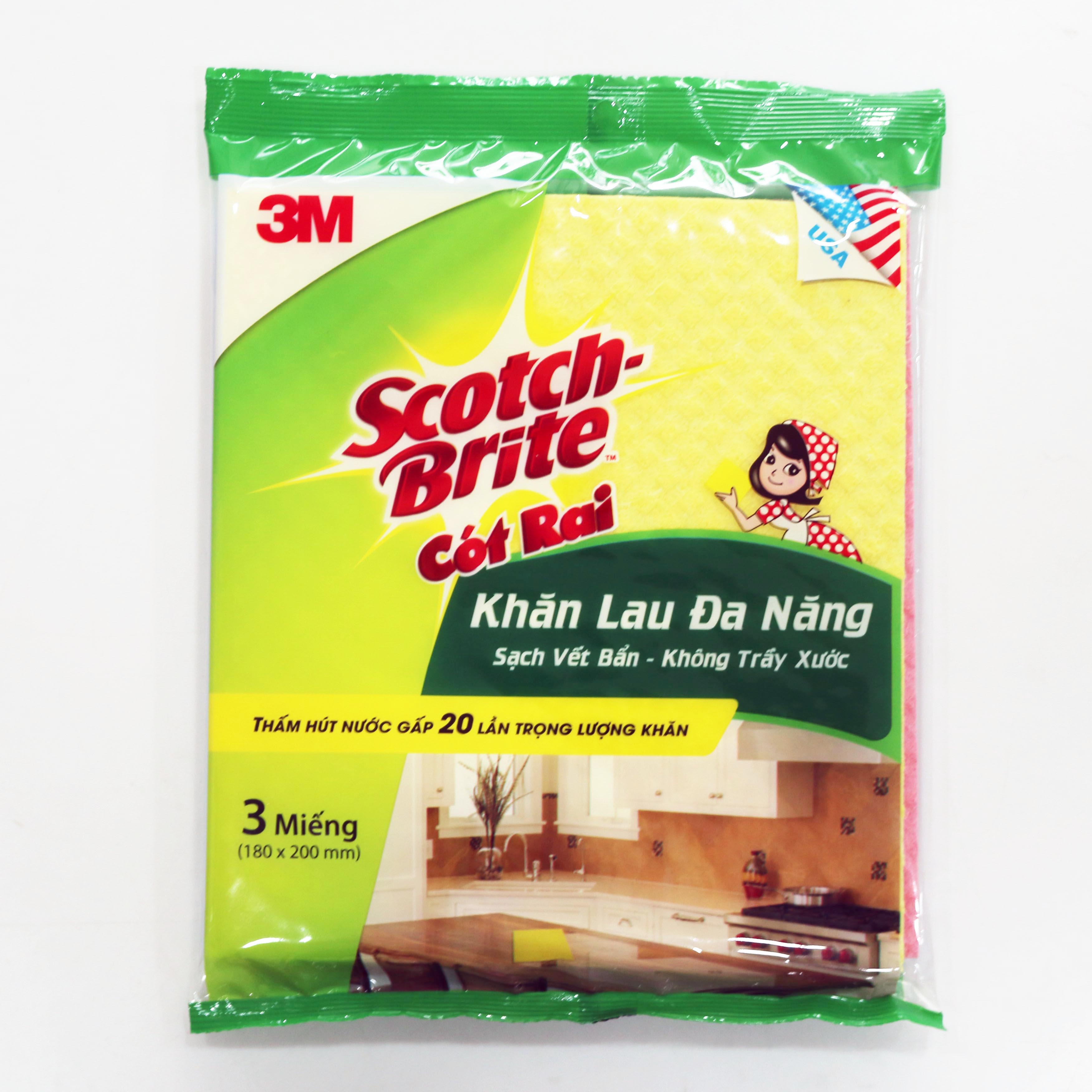 Khăn Lau Đa Năng Scotch Brite 18x20 (Gói 3 Miếng)