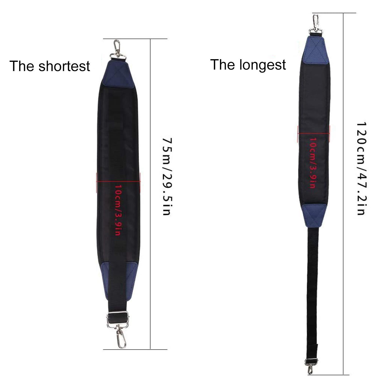 Golf Bag Strap Single Padded Nylon Adjustable Shoulder Strap 2 Clips Black