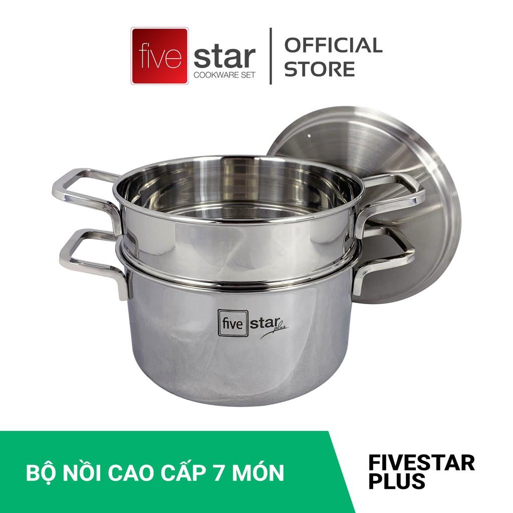 Bộ nồi xửng hấp inox 304 cao cấp Fivestar Plus 3 lớp đúc liền 4 chiếc nắp inox