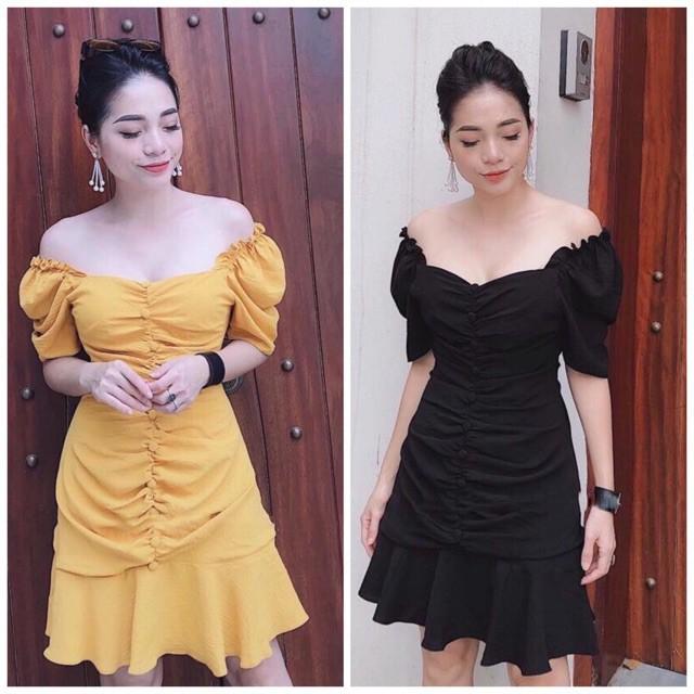 Đầm Suông Ngắn Nhiều Màu Có Nút