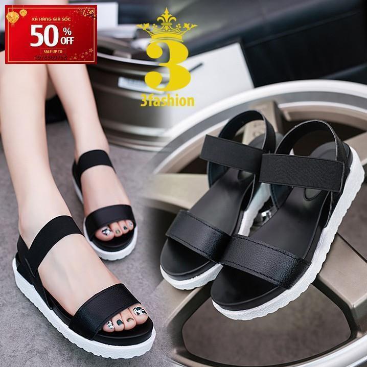 FreeShip Giày Sandal Nữ Quai Ngang Đế Cao 3 Quai Da Mềm Nữ Tính - 2989