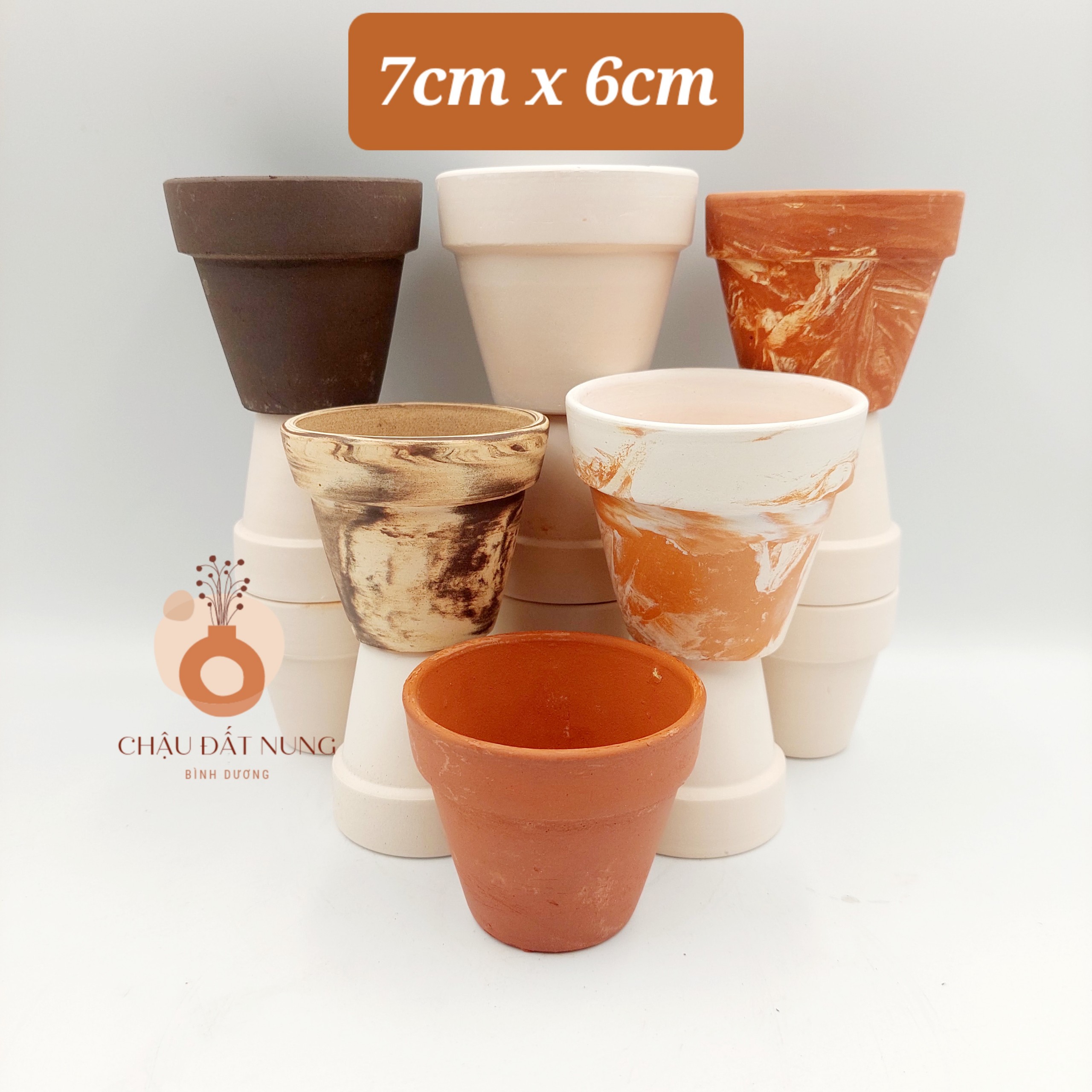 Chậu đất nung, chậu sen đá, xương rồng - Ly gờ 76, miệng chậu 7cm, chiều cao 6cm