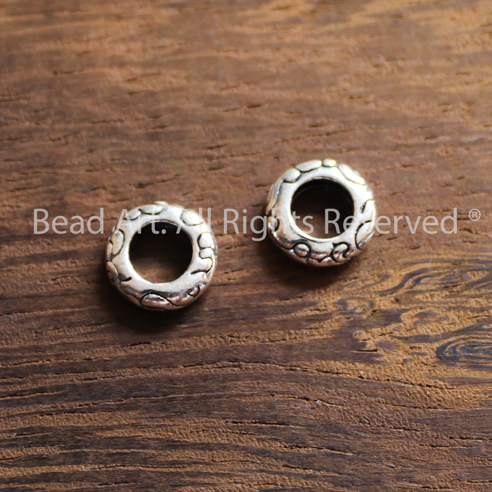 Charm Dẹp 8x2.3MM Dạng Cách Bạc 925 Phối Vòng Tay Phong Thuỷ, Chuỗi Hạt, Trang Sức - Bead Art