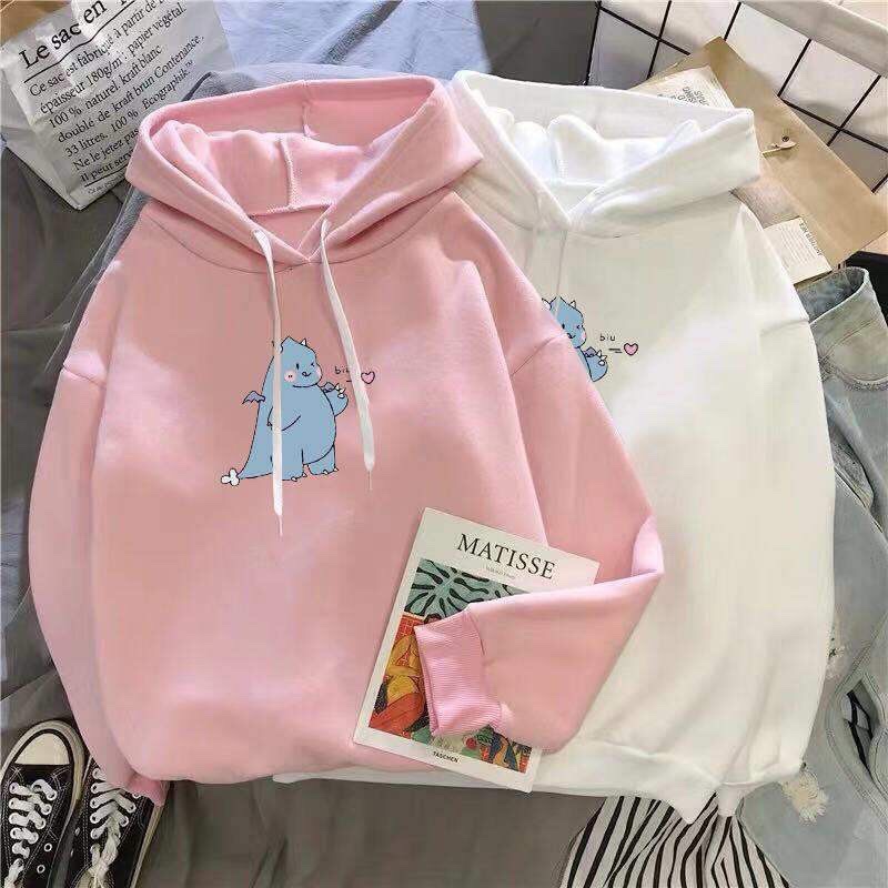 Áo hoodie nữ hình KHỦNG LONG BẮN TIM đáng yêu freesize chất liệu nỉ TiC083