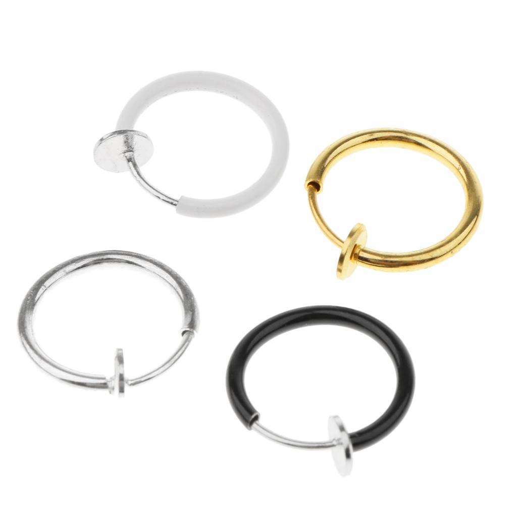 4pcs Ear Hoops Lip Nose Septum Ring for Women No Piercing Jewelry