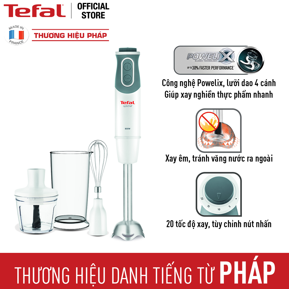 Máy xay sinh tố cầm tay Tefal HB643138 trắng - Hàng chính hãng