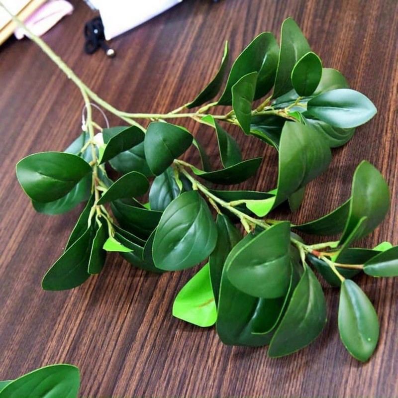 Cành lá chè giả - dài 40cm - 3 nhánh - Cây giả, hoa lụa Decor trang trí nhà cửa