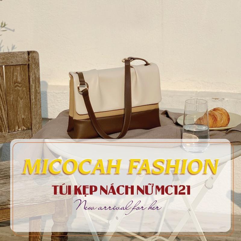 Túi xách kẹp nách nữ chính hãng MICOCAH dáng công sở thời trang phối màu Vintage da cao cấp MC121