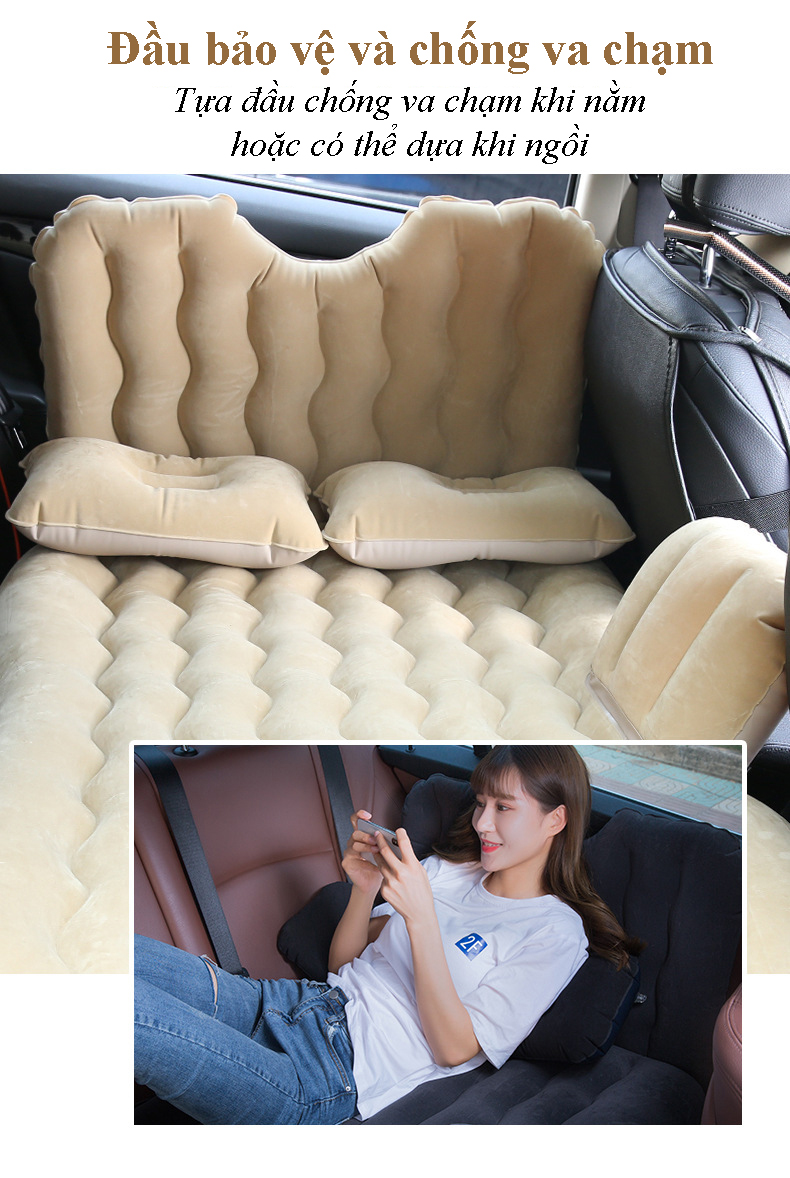 Nệm hơi cho xe ô tô 5 chỗ, 7 chỗ chân rời để đồ tiện dụng, có thanh chặn chống va chạm đầu