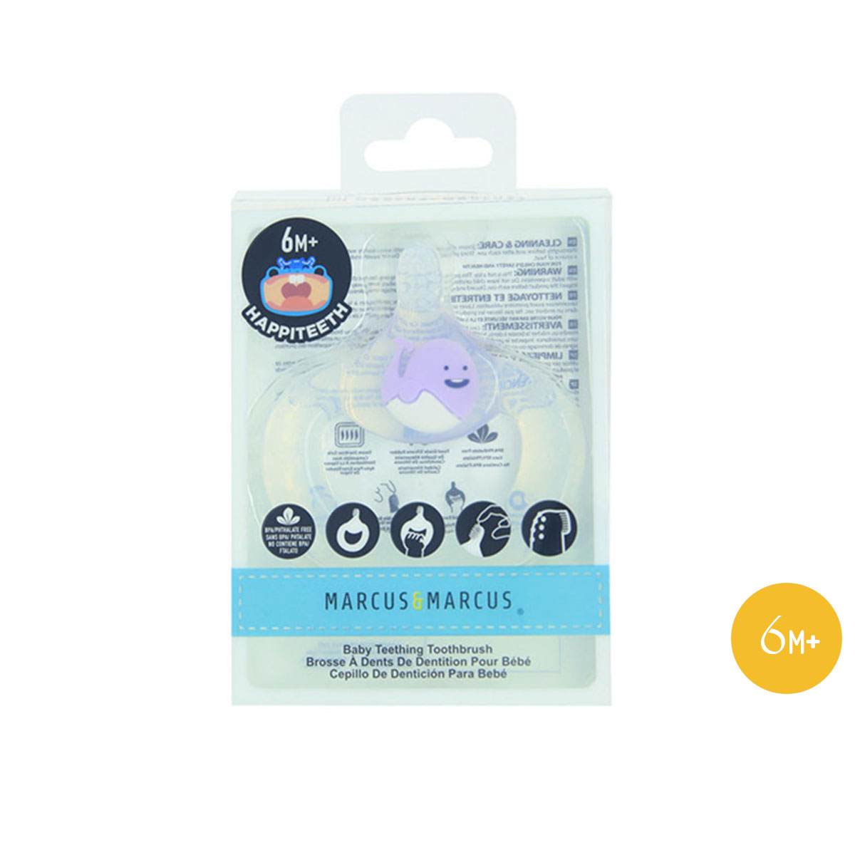 Bàn chải đánh răng kiêm gặm nướu silicon cho bé Marcus &amp; Marcus, từ 6 tháng